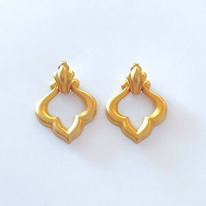 Vintage Matte Gold Door Knocker Earrings